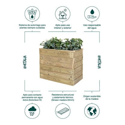 Jardinera De Madera Con Autorriego 75x40x60 Cm Nidum Basic Hortalia_4