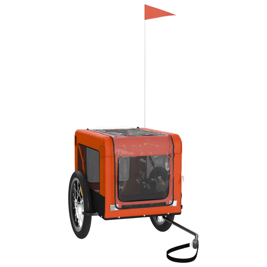 Remolque De Bicicleta Mascotas Hierro Tela Oxford Naranja Negro_3