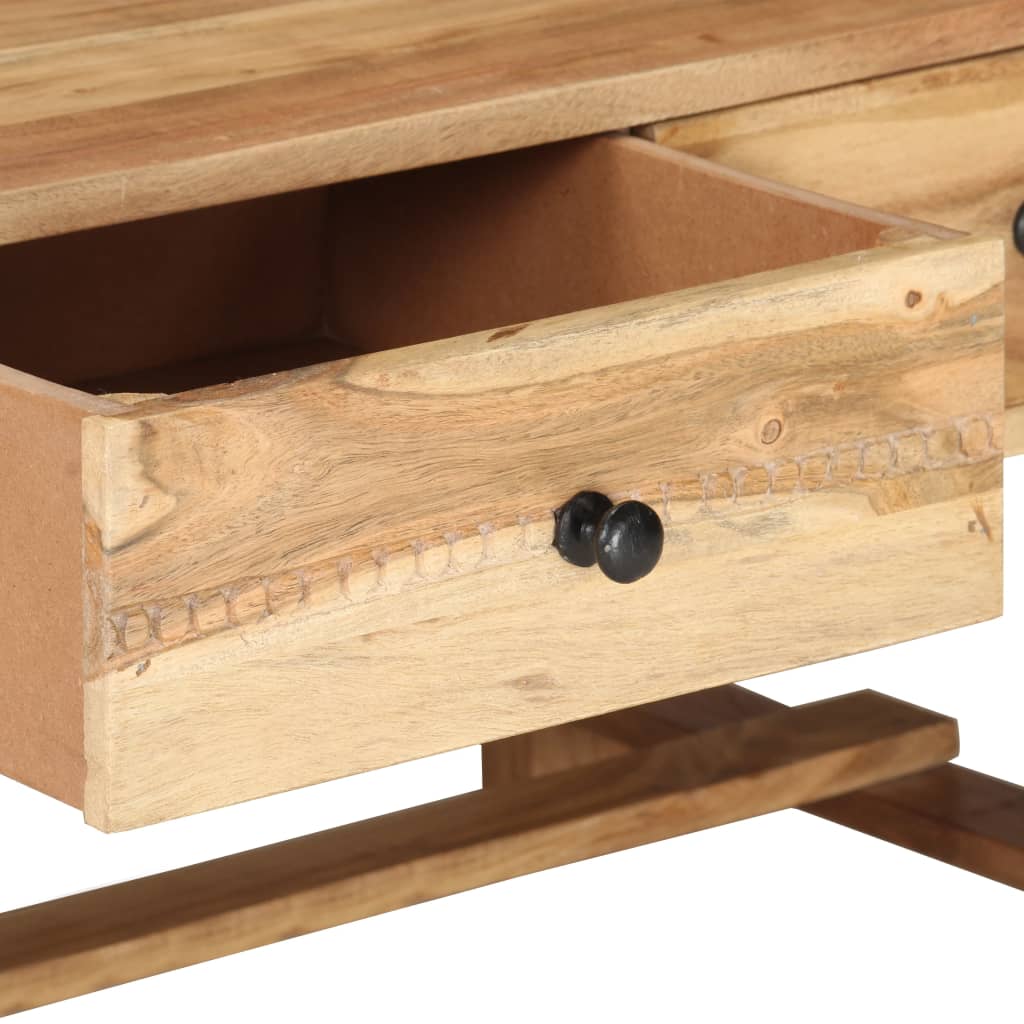 Mesa De Centro Madera Maciza De Acacia 100x50x40 Cm_4