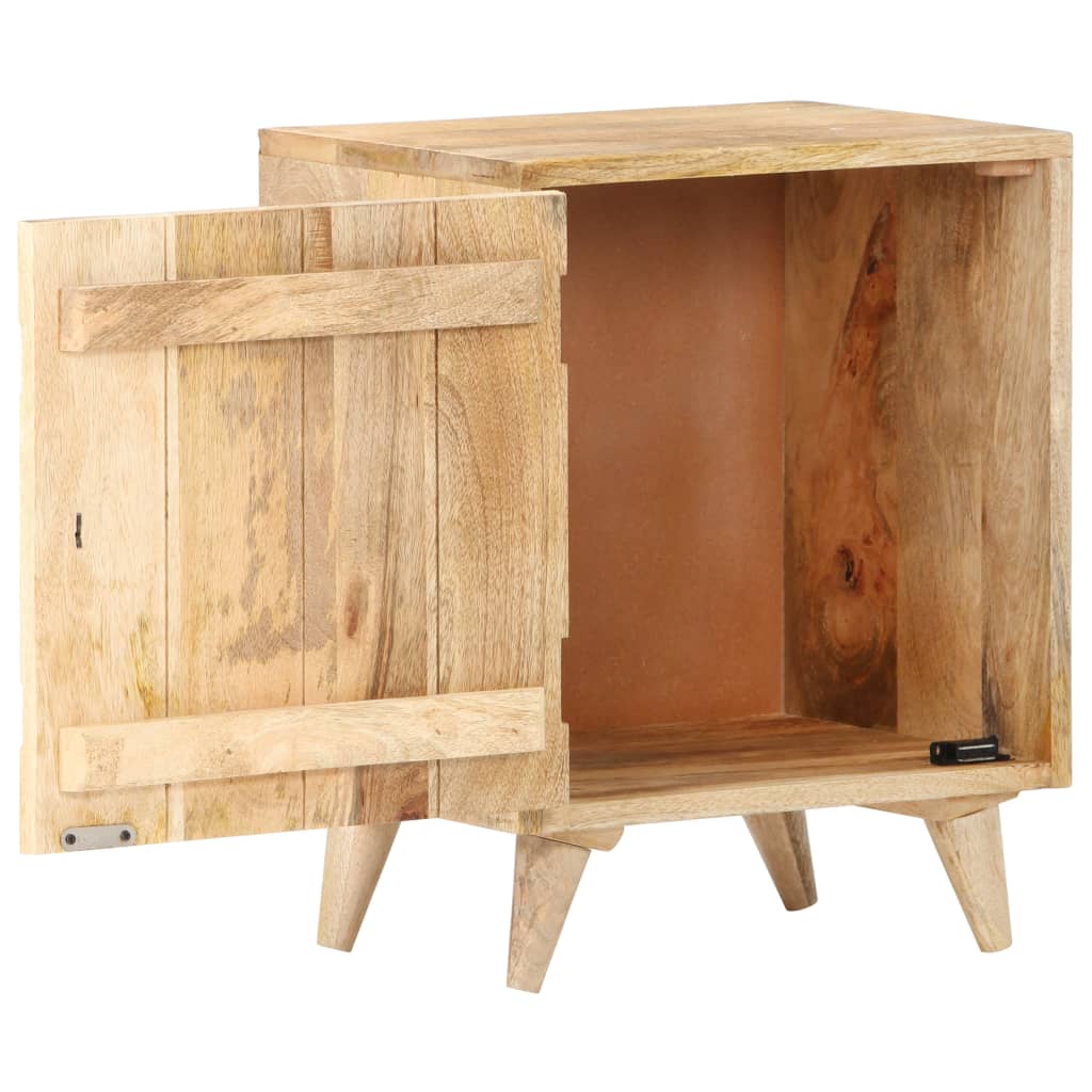 Mesita De Noche Tallada De Madera Maciza De Mango 40x30x50 Cm_0