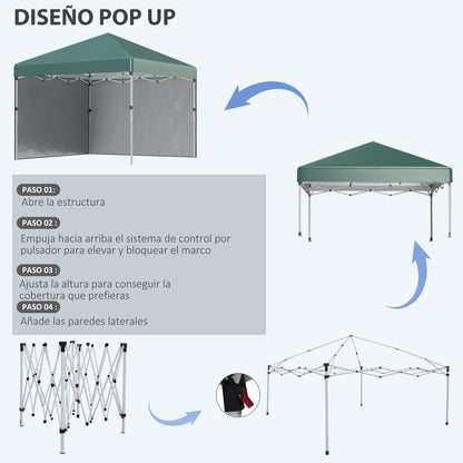 Outsunny Carpa Plegable 3x3 M Con Altura Ajustable Y Bolsa De Transporte Verde_4