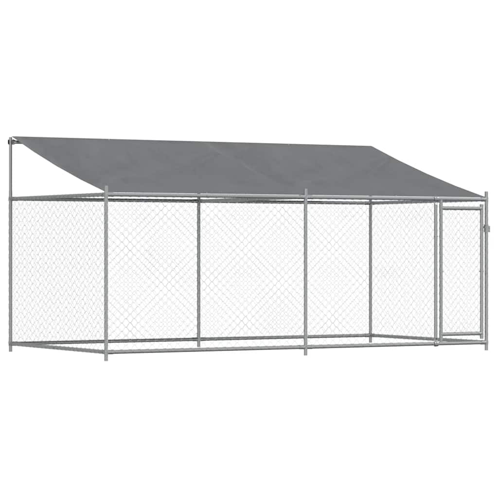 Jaula De Perros Techo Y Puerta Acero Galvanizado Gris 4x2x2 M_0