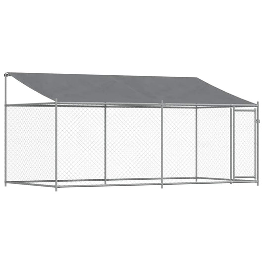 Jaula De Perros Techo Y Puerta Acero Galvanizado Gris 4x2x2 M_0