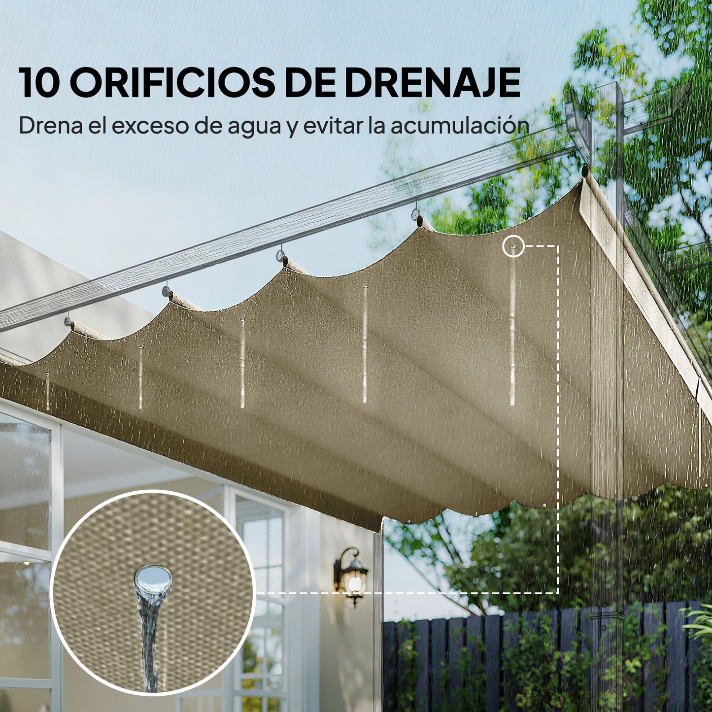 Outsunny Techo De Pérgola Retráctil 3,5x2,6 M Para Marco De Pérgola De 4x3 M_5