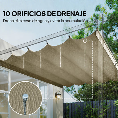 Outsunny Techo De Pérgola Retráctil 3,5x2,6 M Para Marco De Pérgola De 4x3 M_5