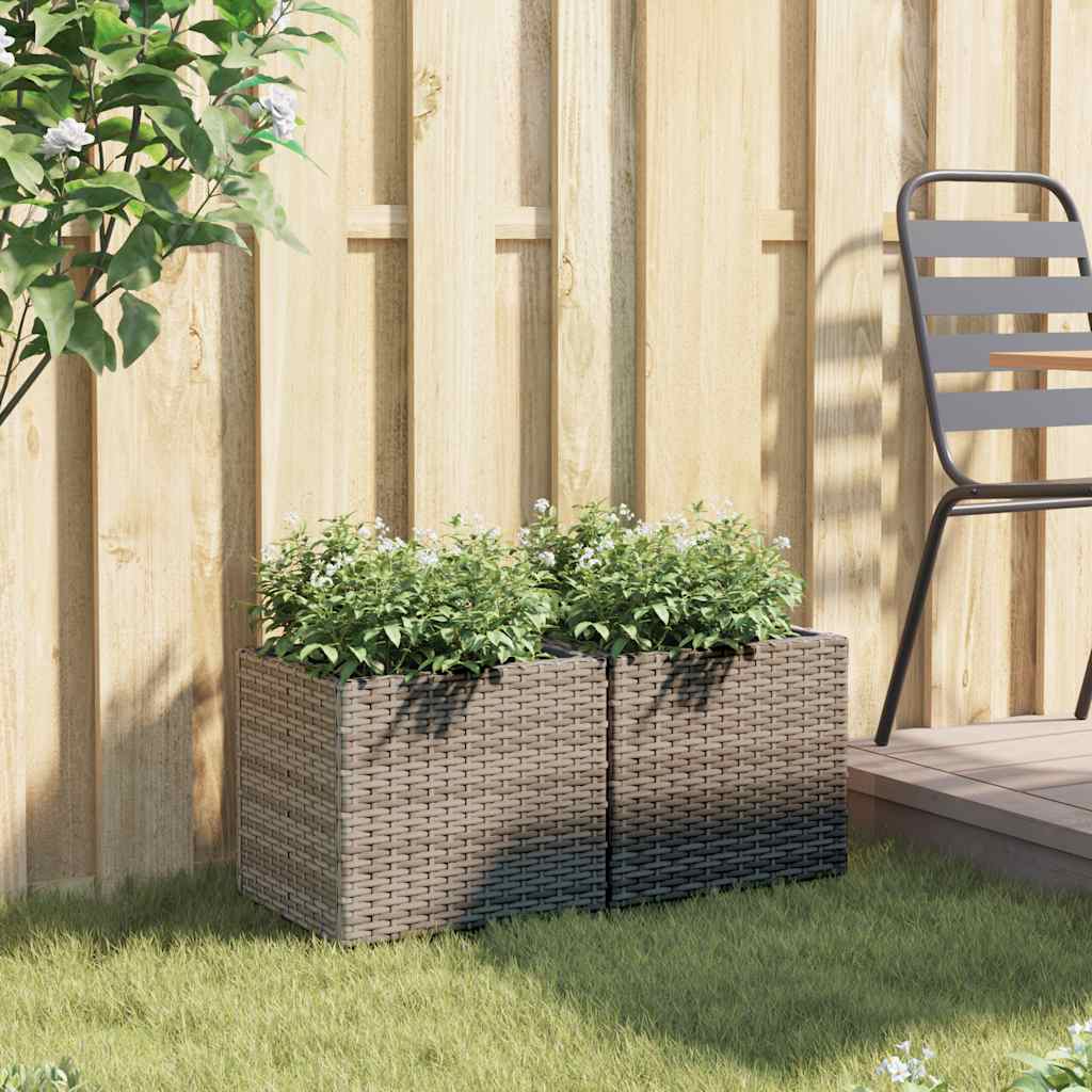 Jardineras 2 Unidades Ratán Sintético Gris 36x30x32 Cm_2