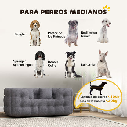 Pawhut Cama Para Perros Medianos Con 2 Almohadas Antideslizante 90x60x35cm Gris_3