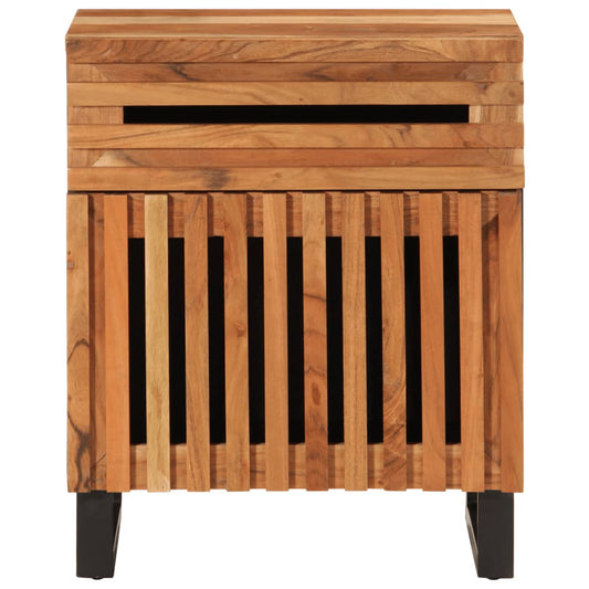Mesita De Noche Madera Maciza De Acacia 50x34x60 Cm_0