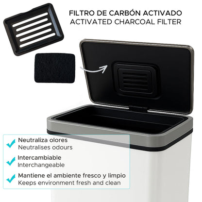 Cubo Basura 70l Blanco Acero Con Sensor Y Filtro Antiolor Wellhome_3