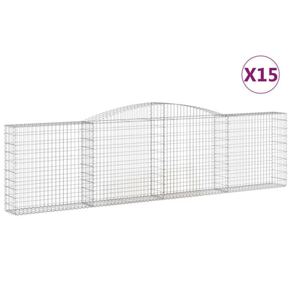 Cestas De Gaviones 15 Uds Forma De Arco Hierro 400x30x100/120cm_0