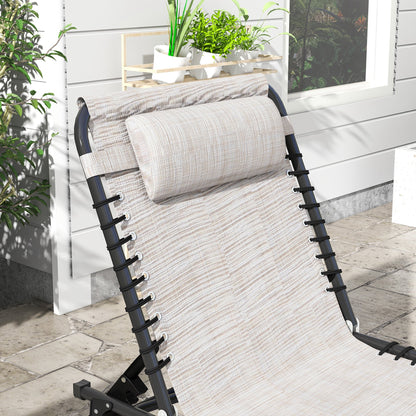 Outsunny Conjunto De 2 Tumbonas Plegables Con Respaldo 197x58x30 Cm Crema_3