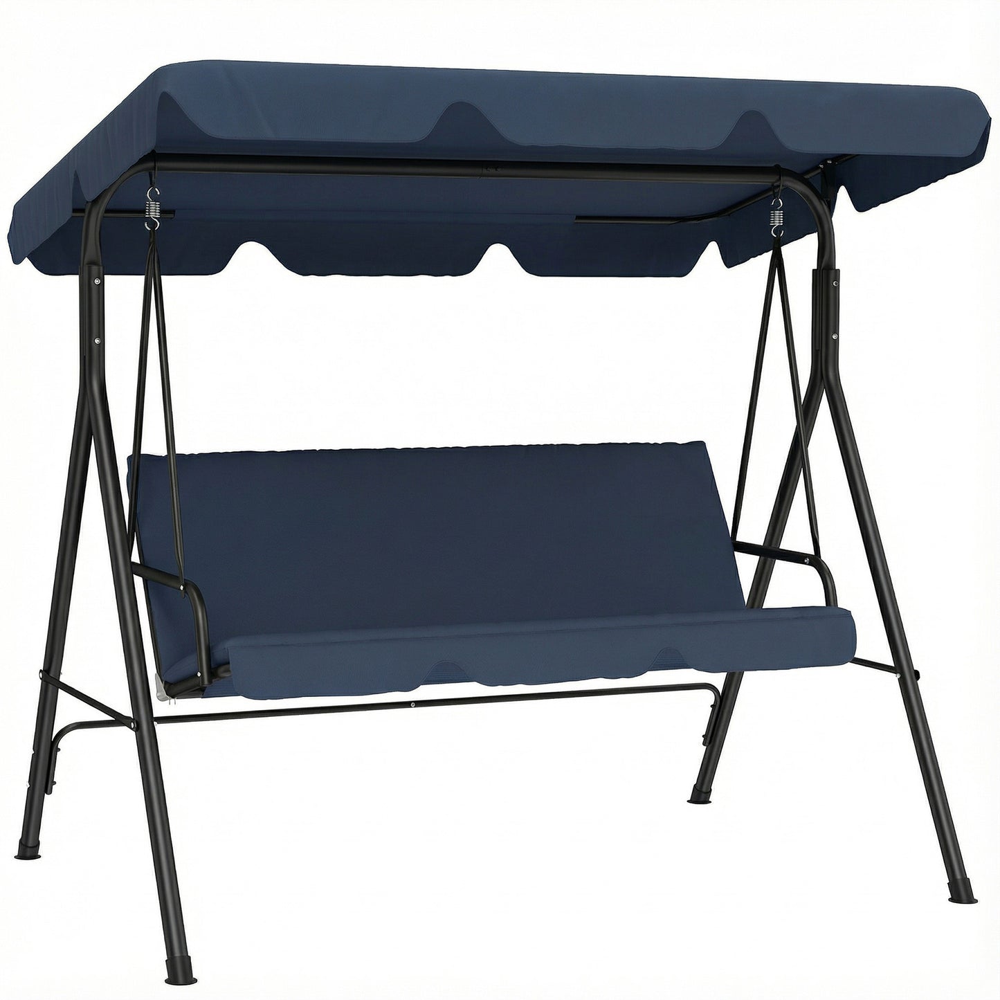 Outsunny Columpio De Jardín De 3 Plazas Techo Ajustable 172x118x153 Cm Azul_0