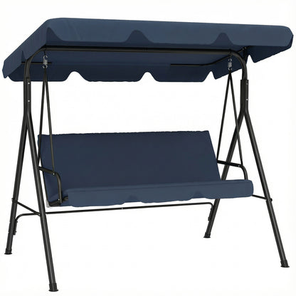 Outsunny Columpio De Jardín De 3 Plazas Techo Ajustable 172x118x153 Cm Azul_0