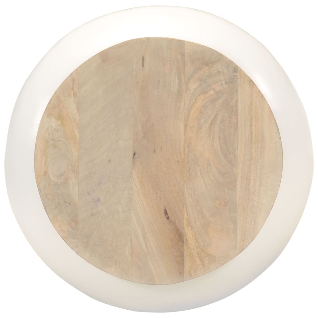 Mesa De Centro De Madera Maciza De Mango Blanca 51x51x27 Cm_1