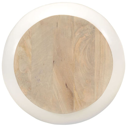 Mesa De Centro De Madera Maciza De Mango Blanca 51x51x27 Cm_1