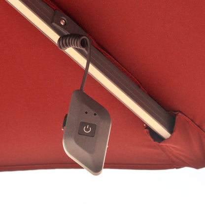 Outsunny Sombrilla De 300 Cm Luces Led Protección Uv 50+ Giratorio Con Manivela_3
