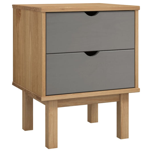 Mesita De Noche Otta Madera De Pino Marrón Y Gris 45x39x57 Cm_0