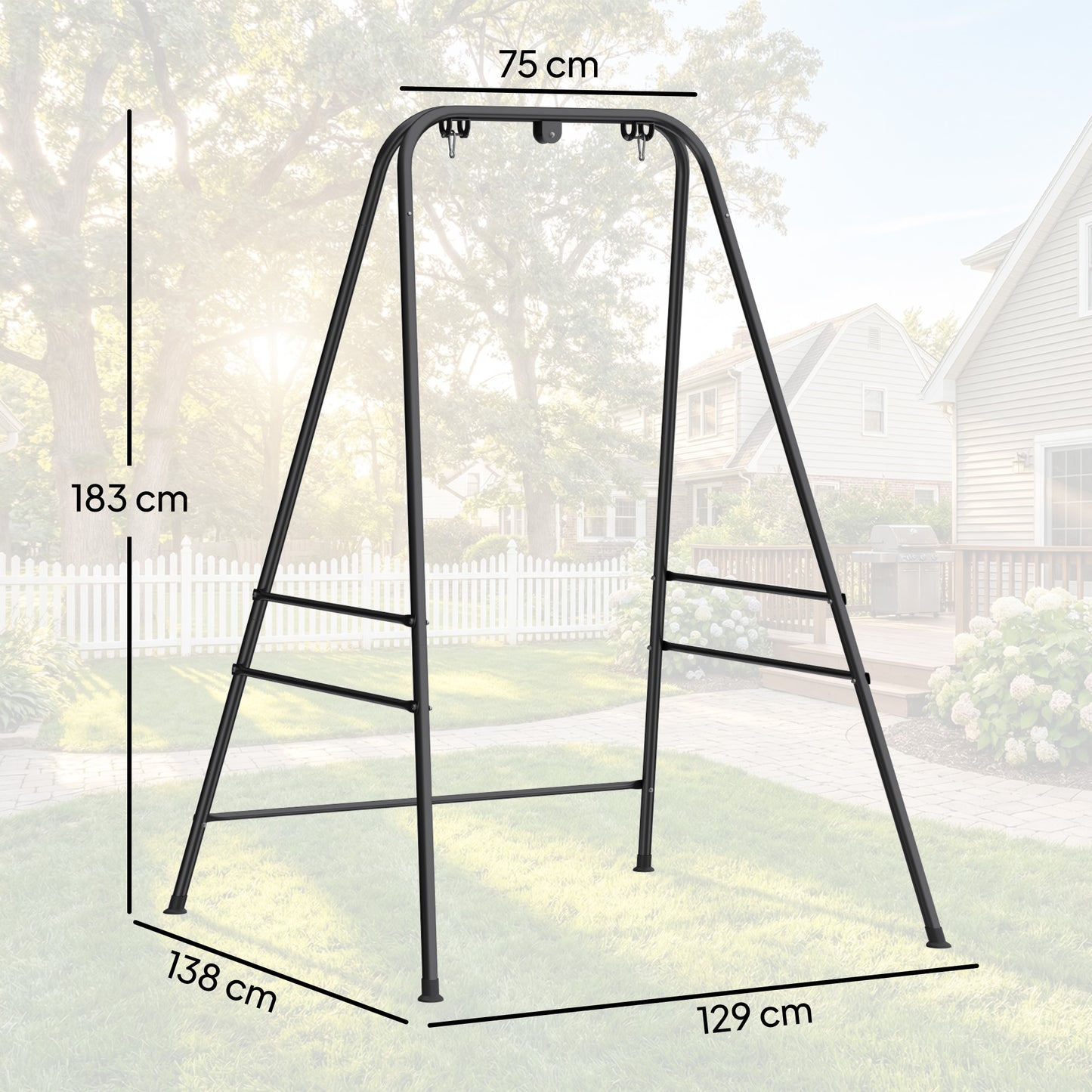 Outsunny Soporte Para Silla Colgante Y Hamaca 183 Cm Estructura De Acero Negro_2
