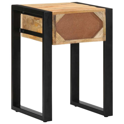 Mesa Auxiliar Madera Maciza De Mango Rugosa 35x35x50 Cm_3