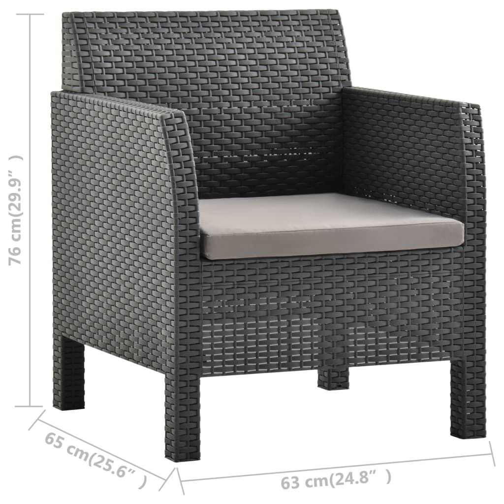 Vidaxl Set De Muebles Jardín 2 Piezas Con Cojín Pp Ratán Gris Antracita_2