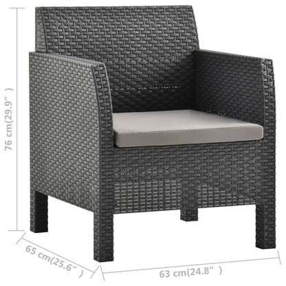Vidaxl Set De Muebles Jardín 2 Piezas Con Cojín Pp Ratán Gris Antracita_2