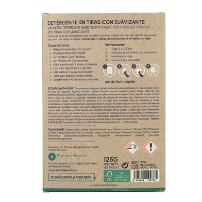 Pack 2x Eco-Tiras detergente y suavizante Planeta Huerto 80 lavados