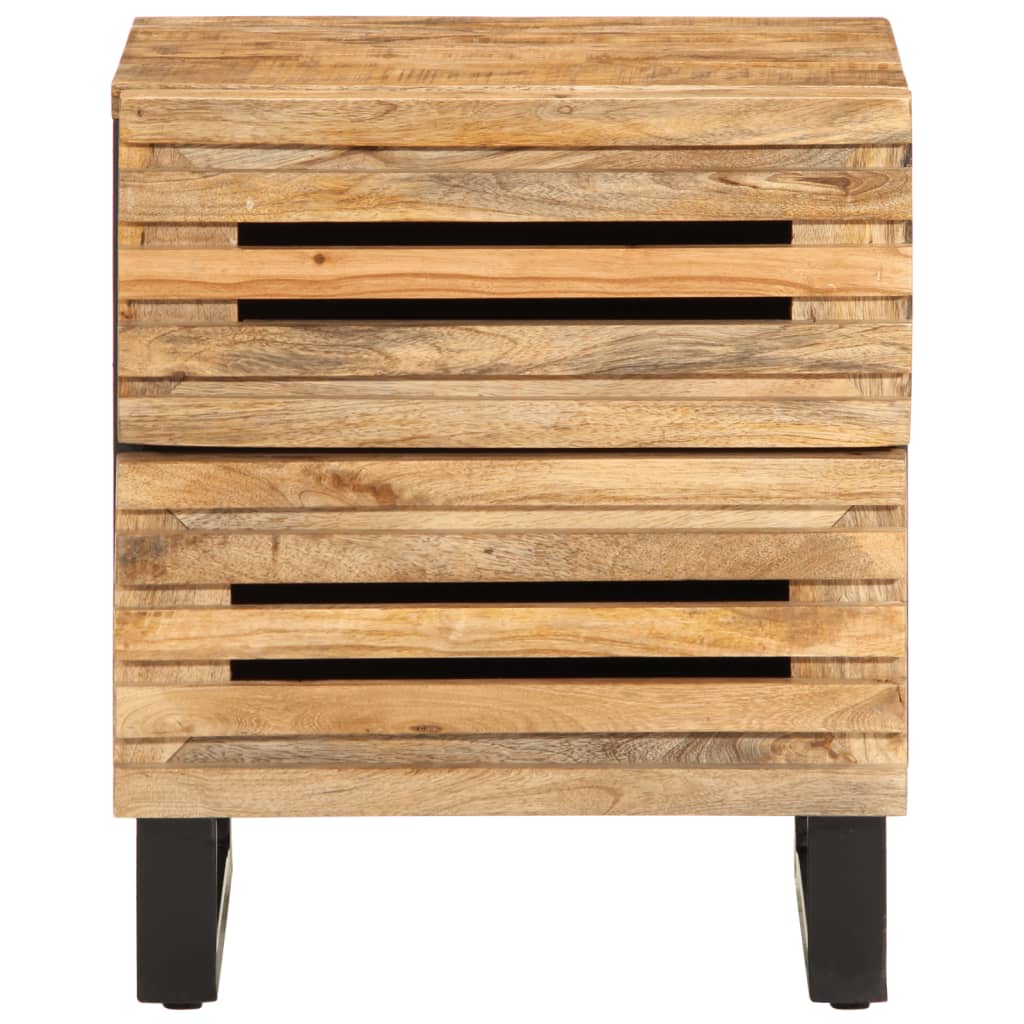 Mesitas De Noche 2 Uds Madera Maciza Mango Rugosa 40x34x46 Cm_1