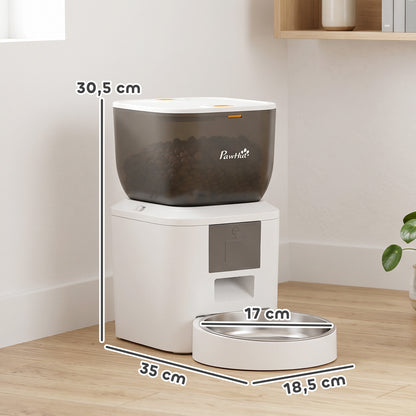 Pawhut Comedero Automático 4l Wifi 2.4g Control App Cuencos 1-10 Comidas Al Día_2
