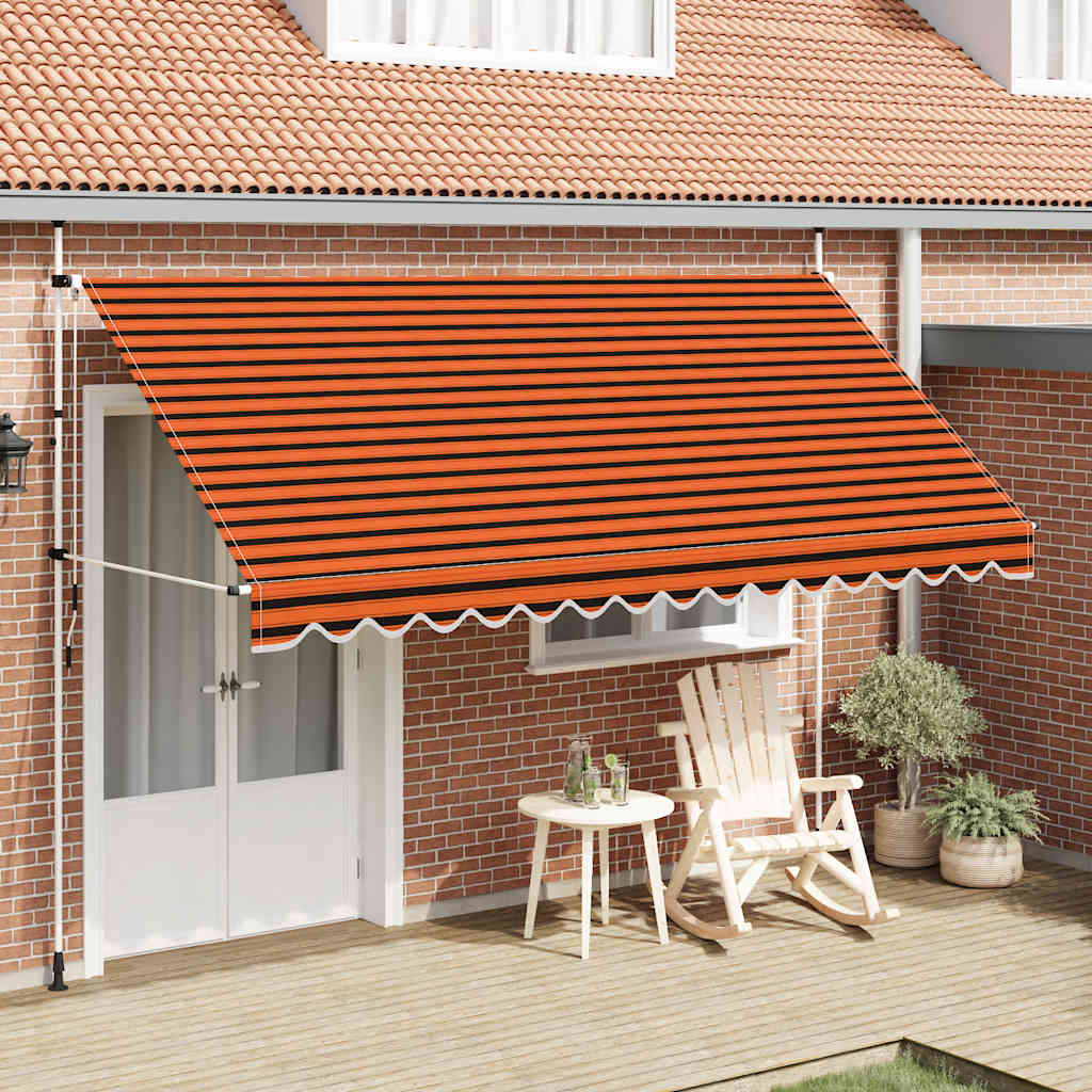 Toldo Manual Retráctil Naranja Y Marrón 400 Cm_1