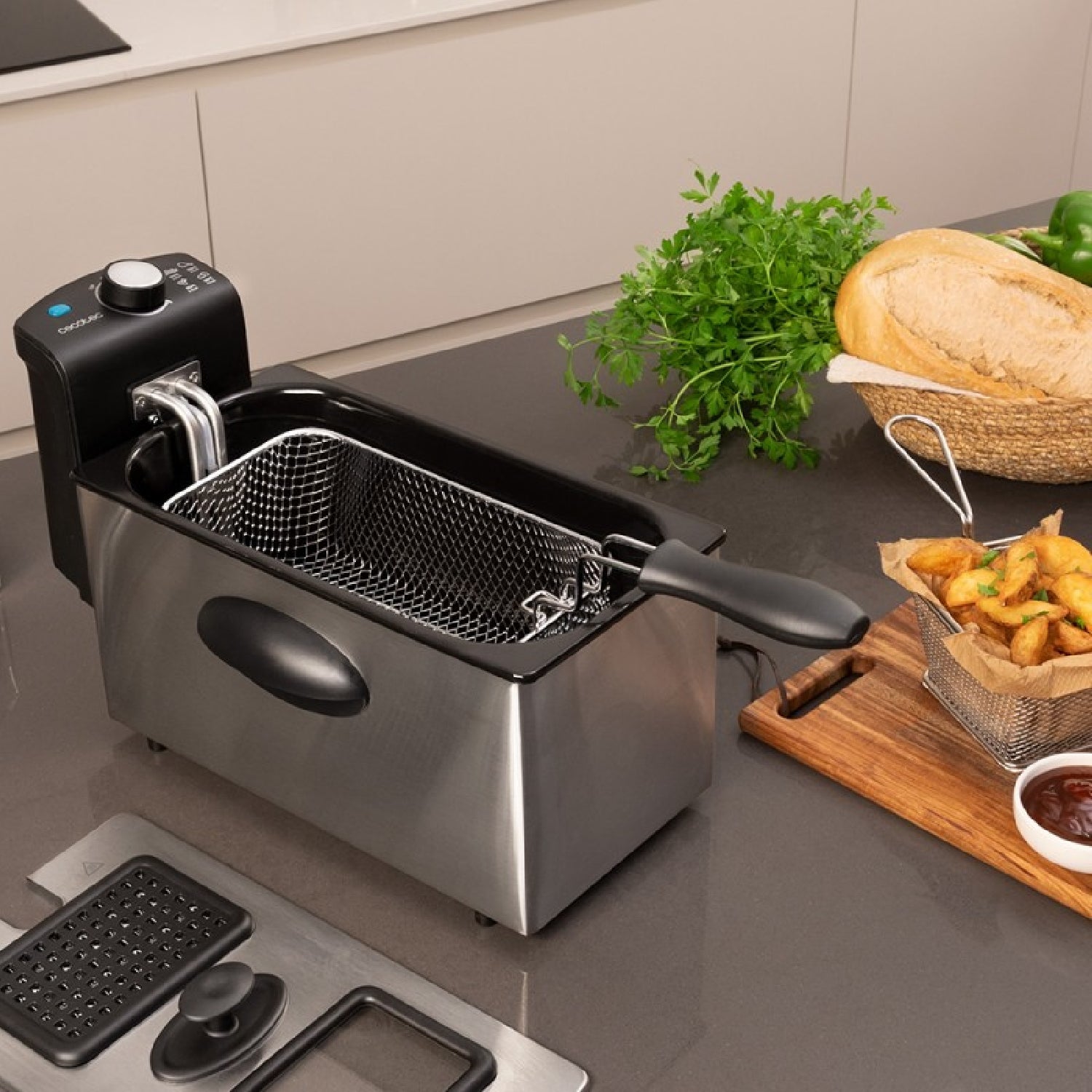 Freidora Eléctrica Cleanfry 3000. 2180 W, 3 Litros, Acero Inoxidable, Filtro Oilclean Que Mantiene El Aceite Limpio, Tapa Con Ventana De Visión Y Fi_3
