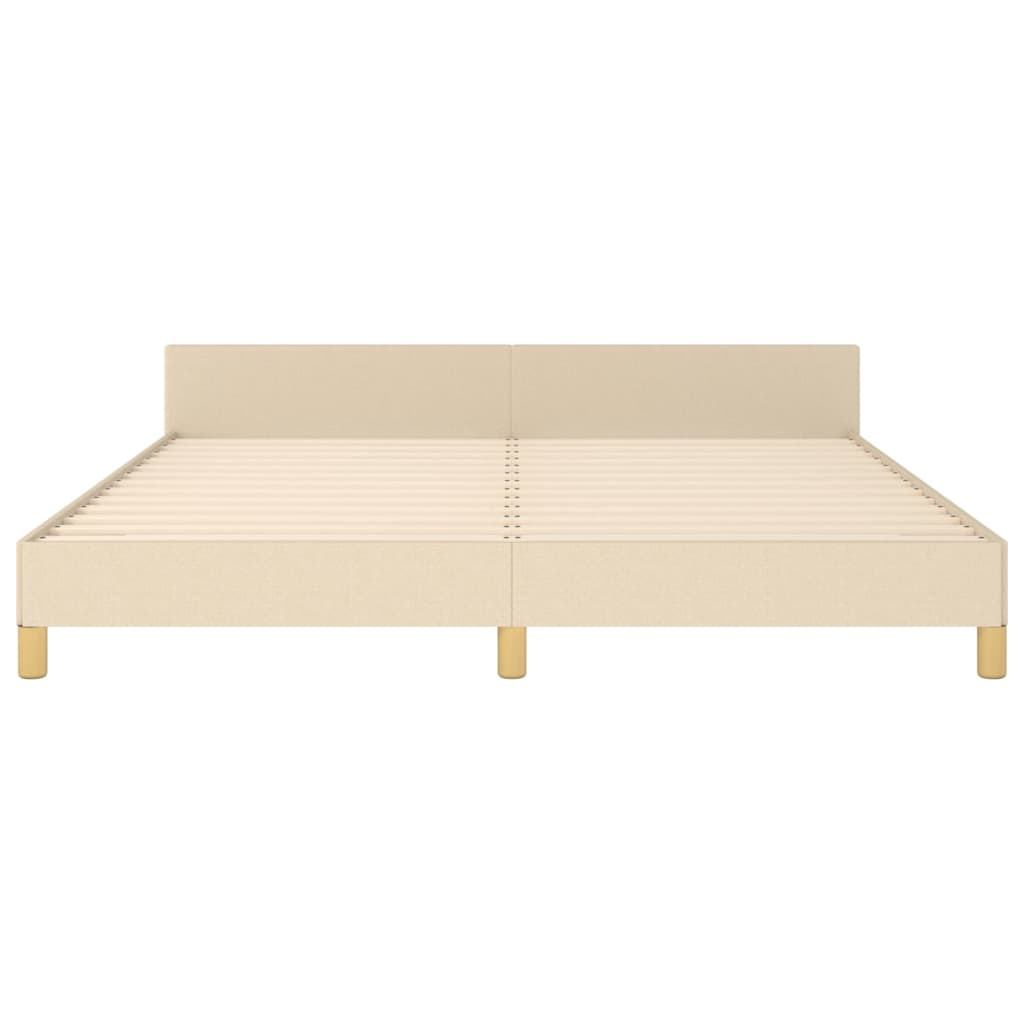 Estructura De Cama Con Cabecero De Tela Color Crema 160x200 Cm / Vetonek_0