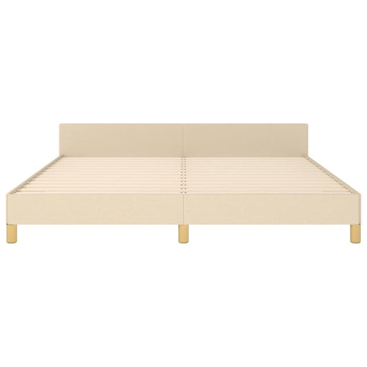 Estructura De Cama Con Cabecero De Tela Color Crema 160x200 Cm / Vetonek_0
