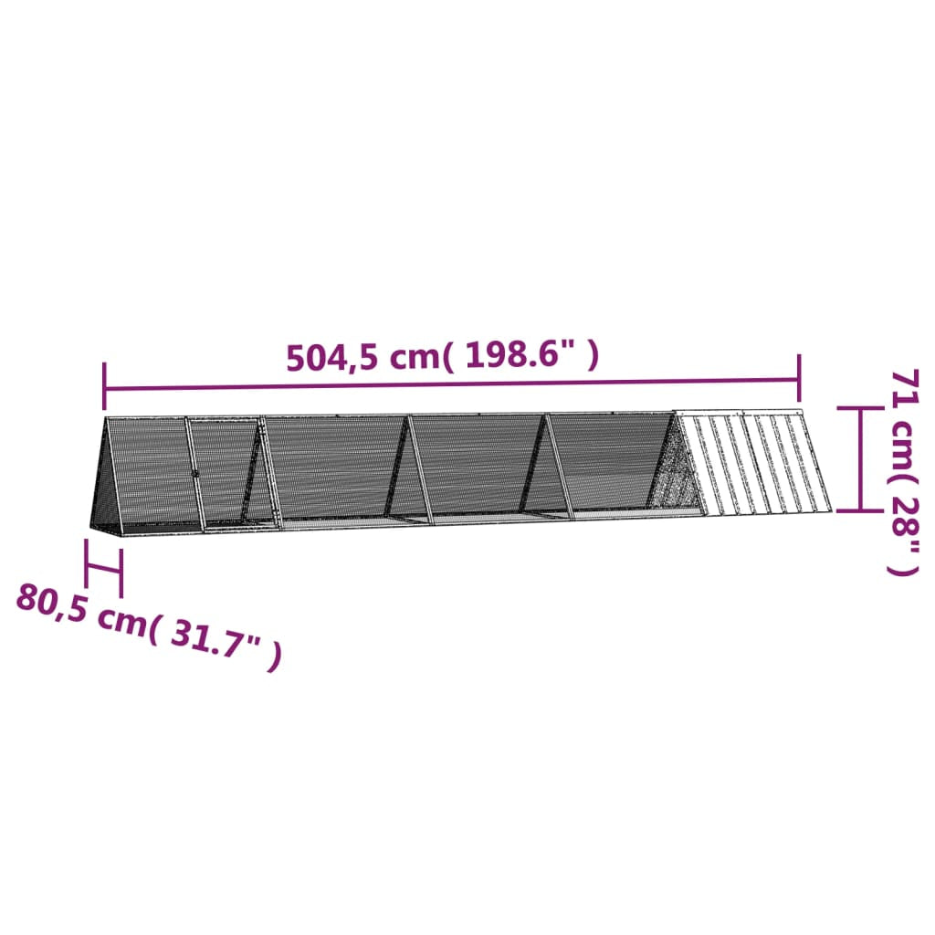 Vidaxl Jaula De Conejos Acero Galvanizado Antracita 504,5x80,5x71 Cm_2