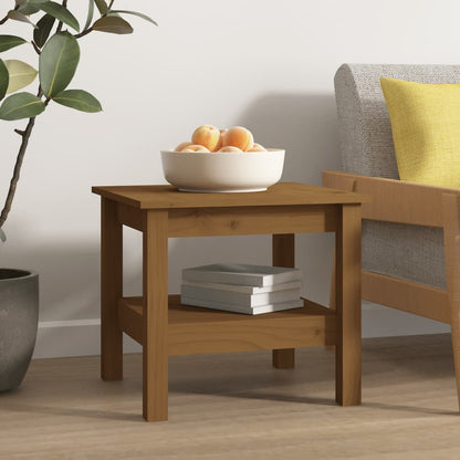 Mesa De Centro Madera Maciza De Pino Marrón Miel 45x45x40 Cm_2