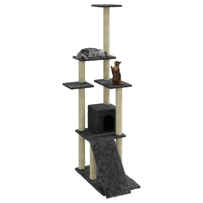 Rascador Para Gatos Con Postes De Sisal Gris Oscuro 155 Cm_2