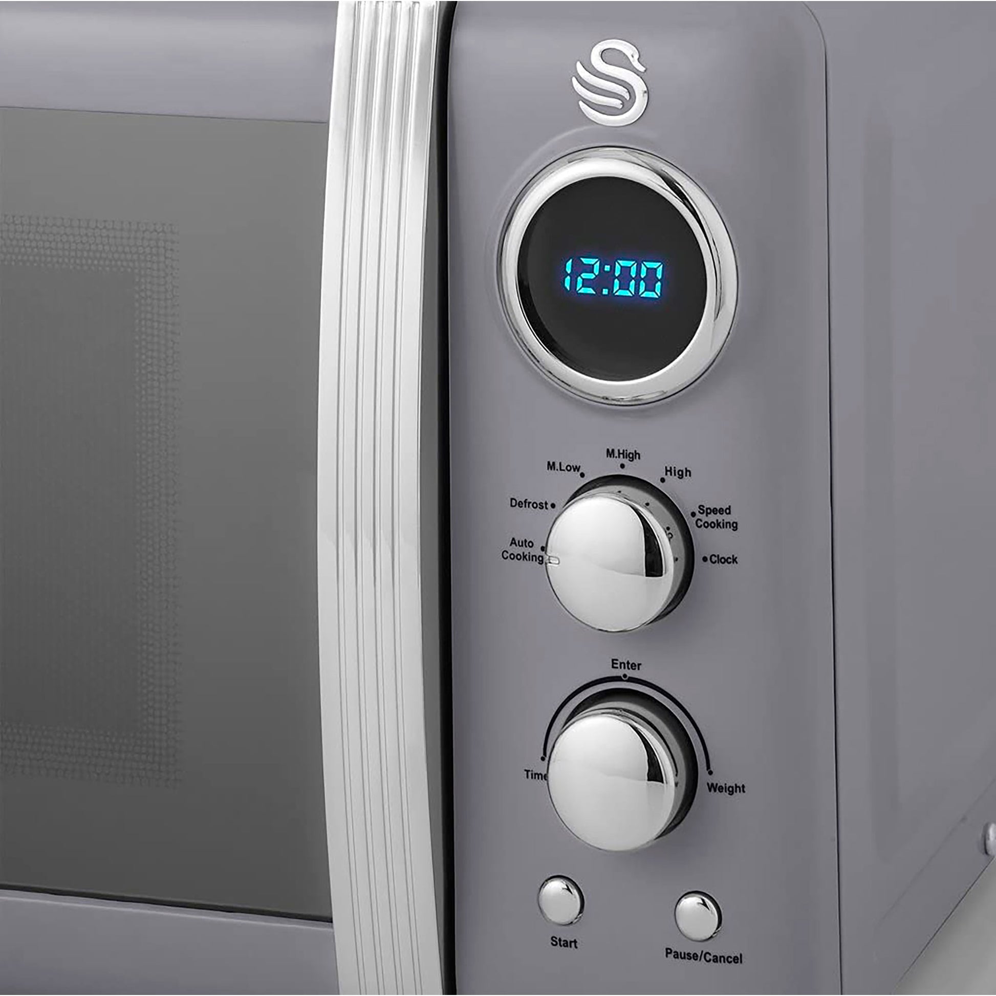 Swan Retro Microondas Digital 20l, 5 Niveles De Potencia, Función Descongelación Temporizador 60 Min, Sm22030grneu, Gris_4