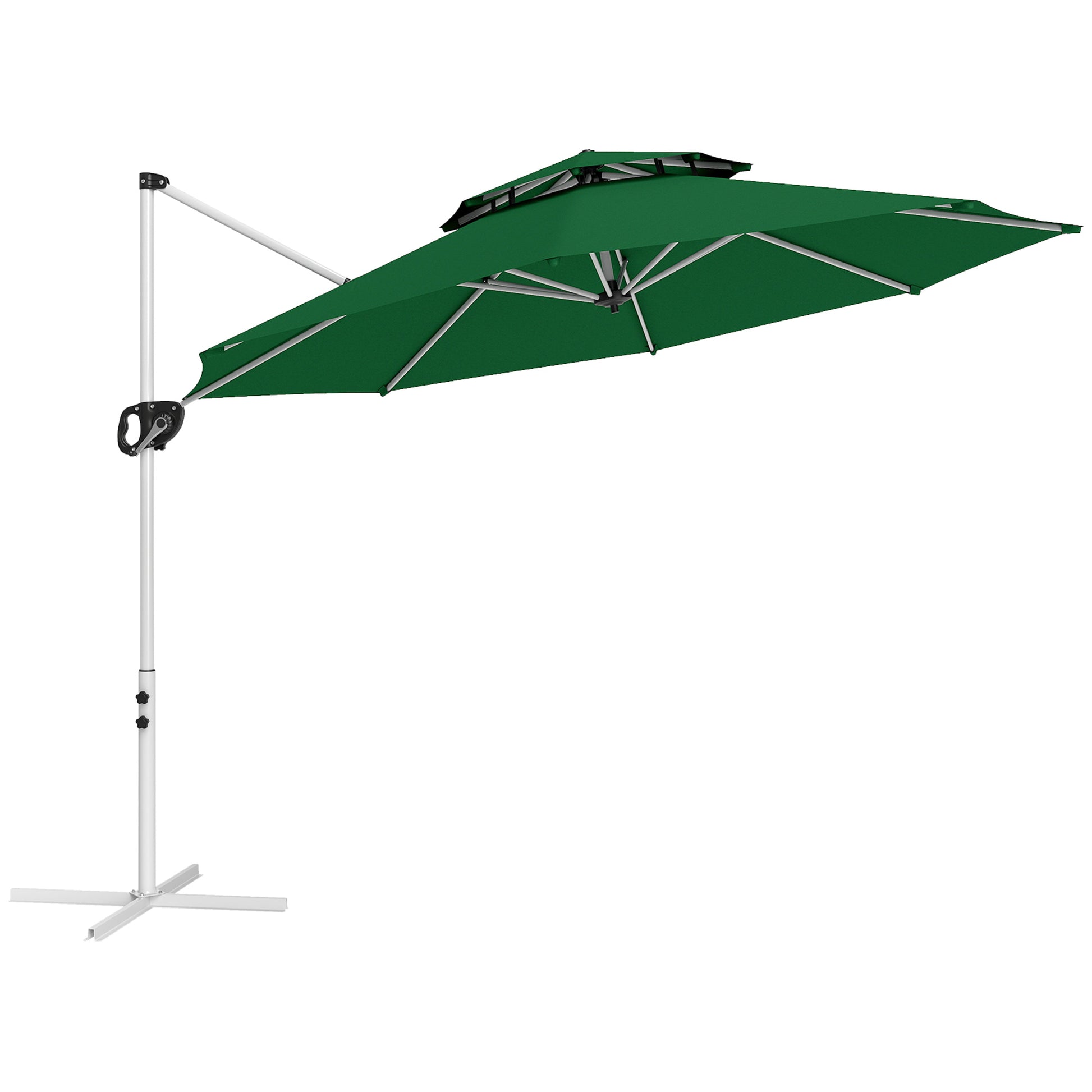 Outsunny Sombrilla De Jardín Ø292 Cm Con Manivela Inclinación Ajustable Verde_0