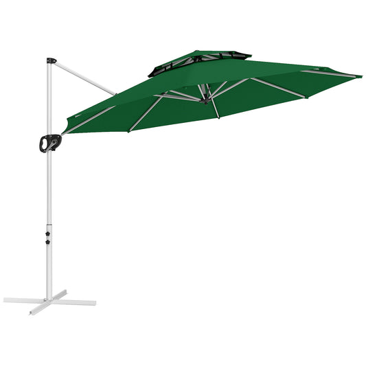 Outsunny Sombrilla De Jardín Ø292 Cm Con Manivela Inclinación Ajustable Verde_0