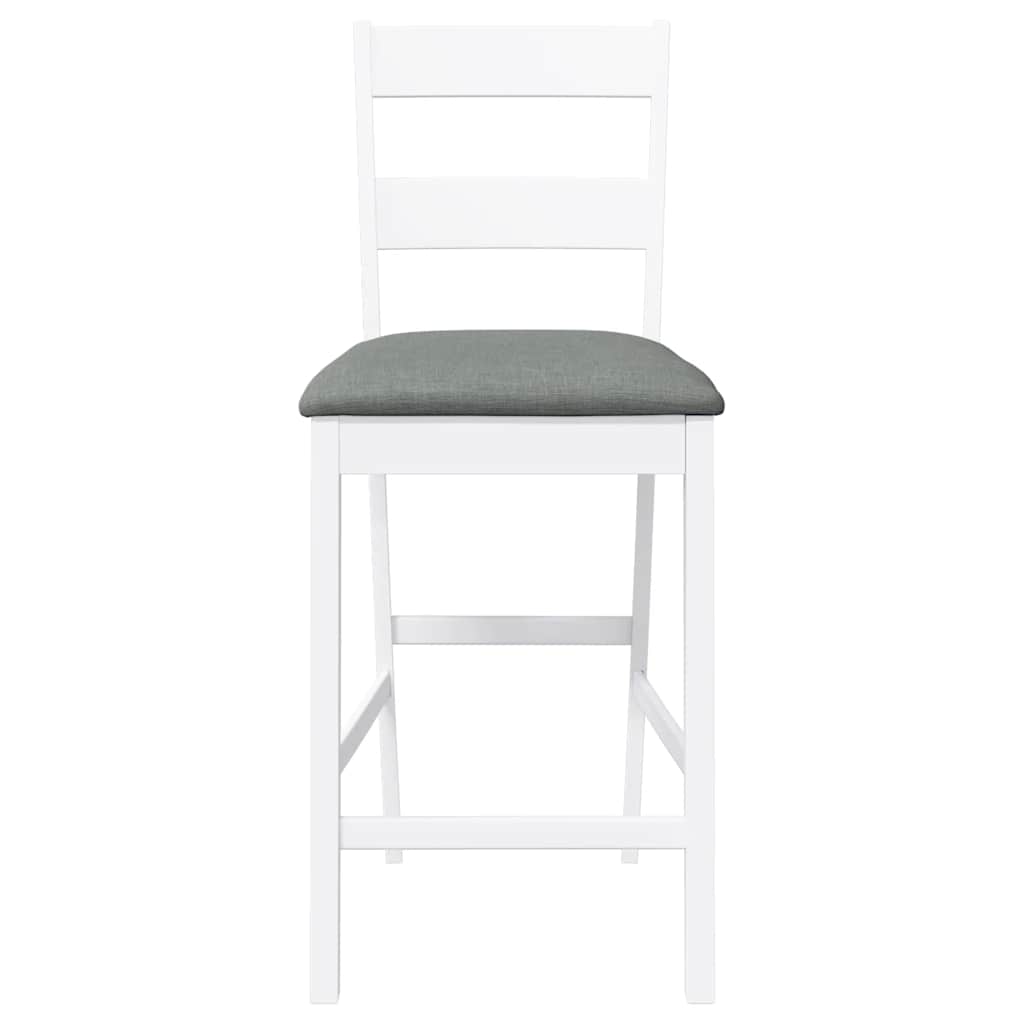 Taburetes De Bar Con Cojines 2 Uds Madera Maciza Blanca Caucho_3