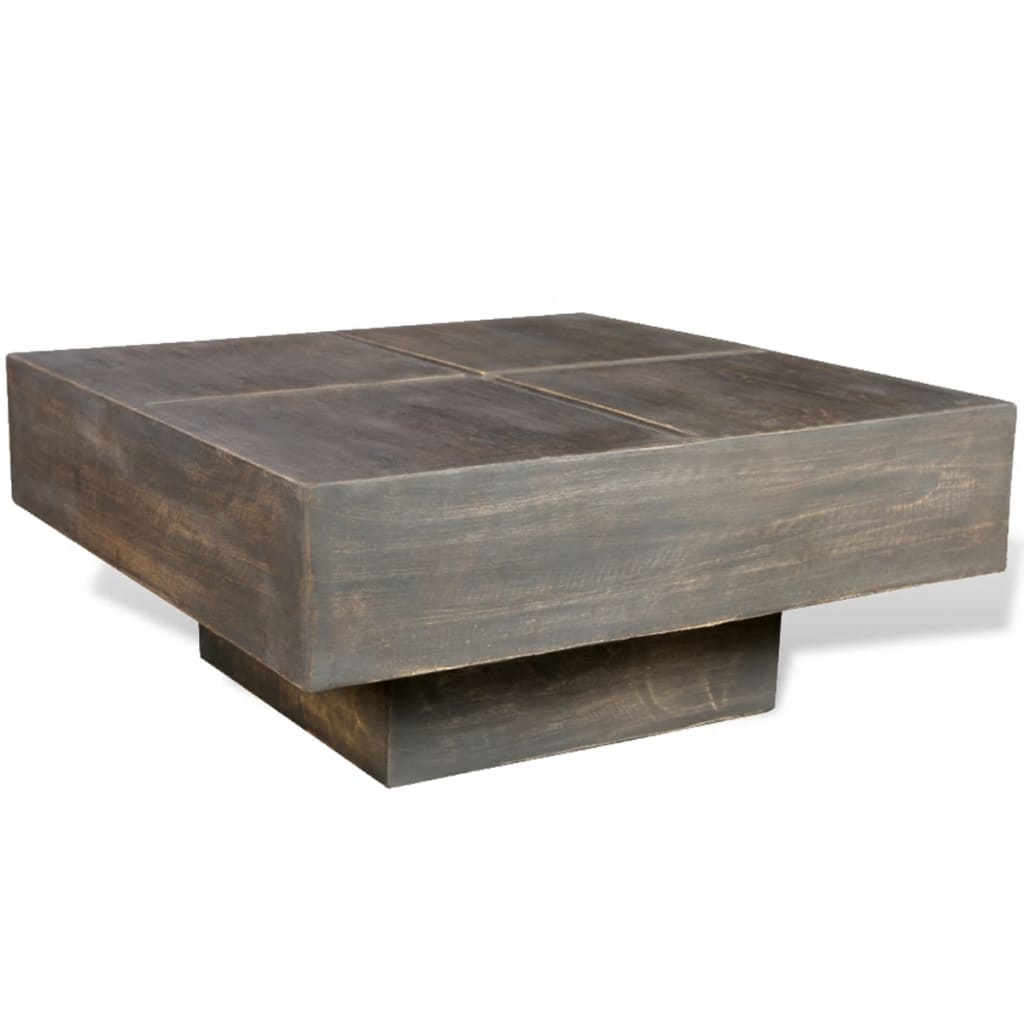 Mesa De Centro Cuadrada Madera Maciza De Mango Marrón Oscuro_1