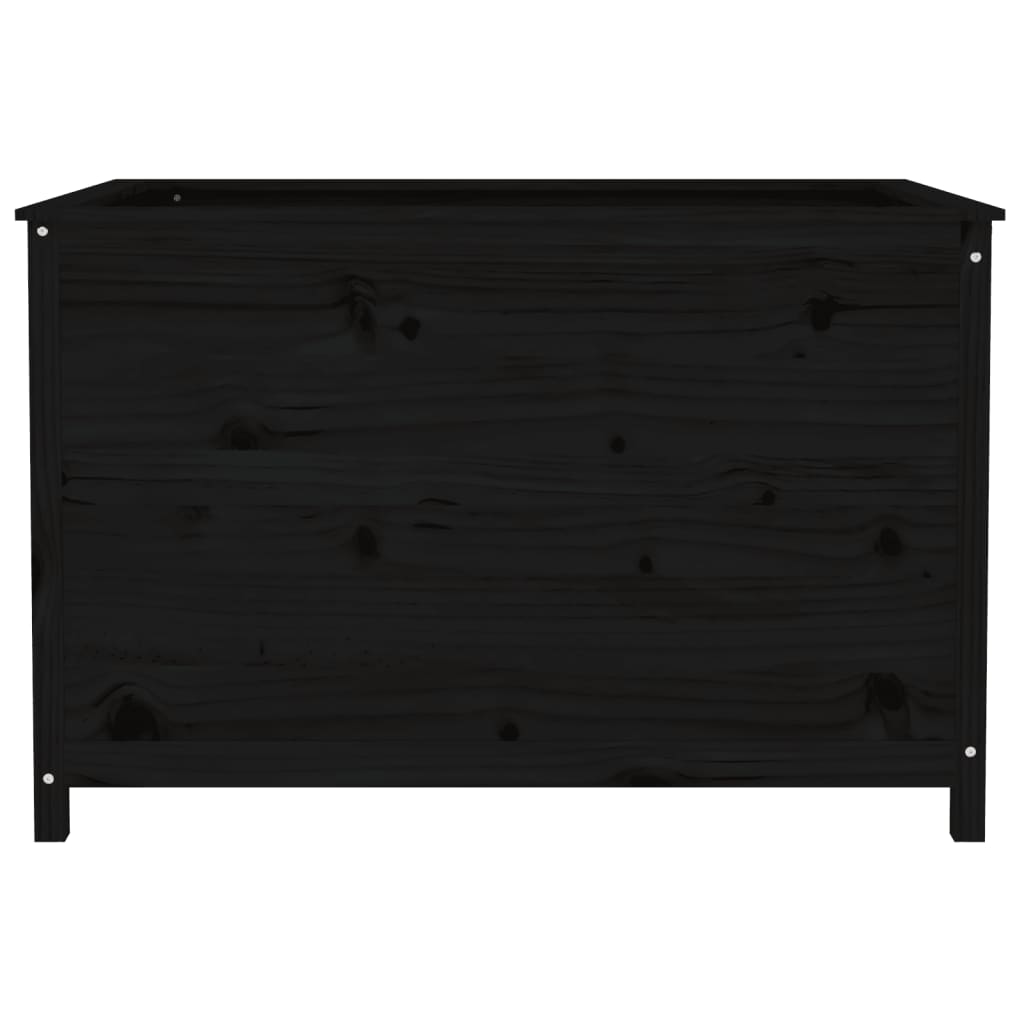 Arriate Elevado De Jardín Madera De Pino Negro 119,5x82,5x78 Cm_4