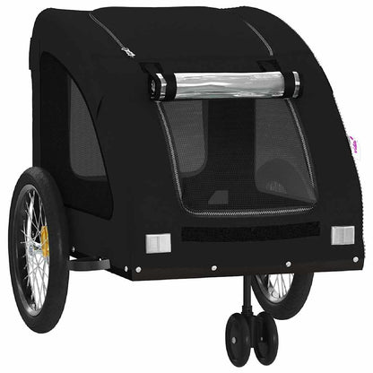 Remolque De Bicicleta Mascotas Hierro Tela Oxford Negro_4