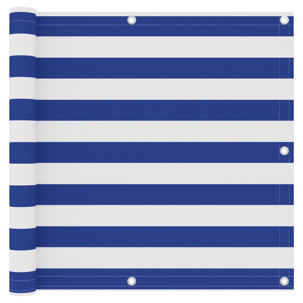 Vidaxl Toldo Para Balcón Tela Oxford Blanco Y Azul 90x400 Cm_0