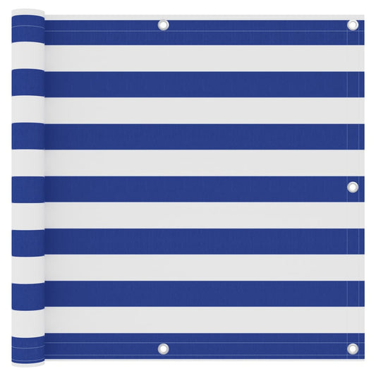 Vidaxl Toldo Para Balcón Tela Oxford Blanco Y Azul 90x400 Cm_0