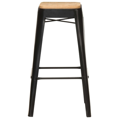 Taburetes De Cocina 4 Unidades Madera Maciza De Mango Negro_1