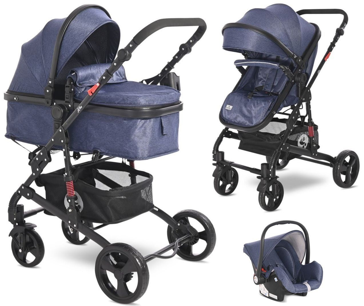 Carrito De Bebé Trío Convertible Alba Classic Blue_0