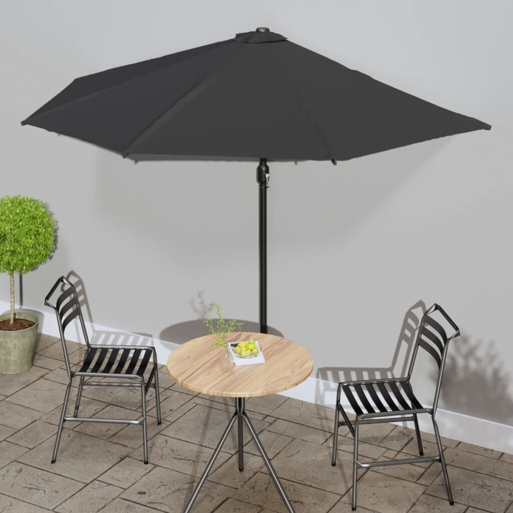 Vidaxl Sombrilla Balcón Semicircular Palo Aluminio Negro 300x155x223cm_1