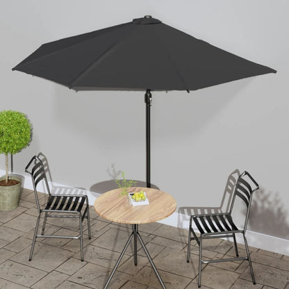 Vidaxl Sombrilla Balcón Semicircular Palo Aluminio Negro 300x155x223cm_1