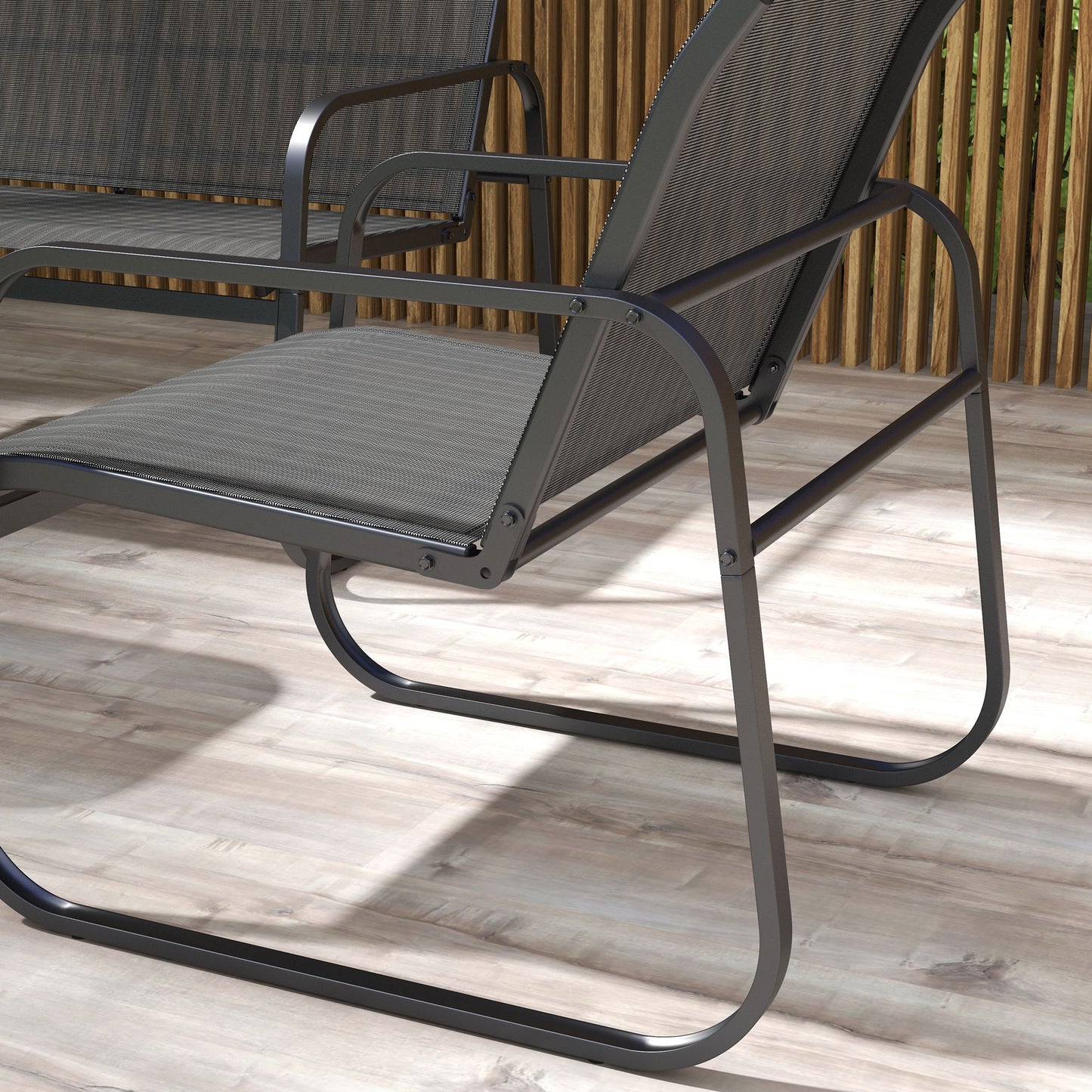Outsunny Conjunto De Muebles De Jardín Con 2 Sillones 1 Sofá Doble Y Mesa Negro_4