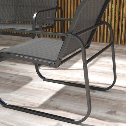 Outsunny Conjunto De Muebles De Jardín Con 2 Sillones 1 Sofá Doble Y Mesa Negro_4